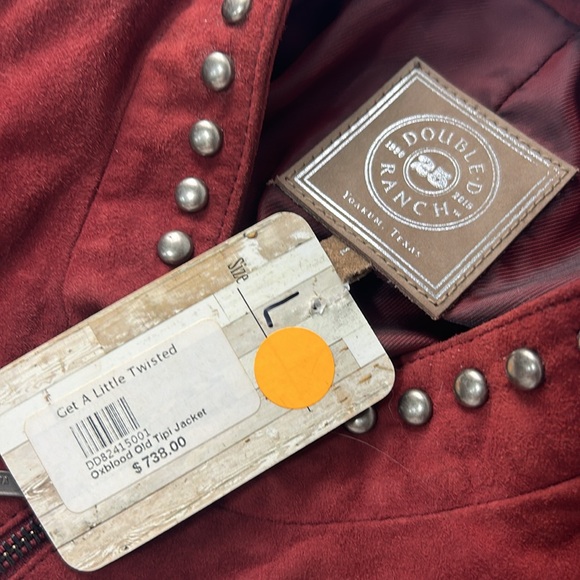 NWT Double D Ranchwear red suede fringe stud zip western nfr rodeo jacket Large - Picture 9 of 15